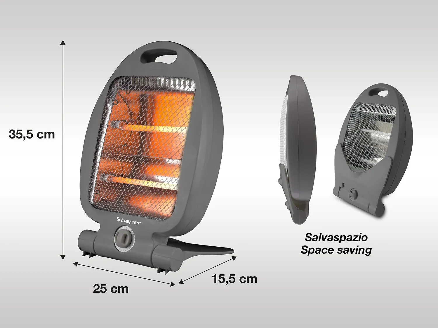 Beper P203PAN005 Stufa al Quarzo 800W 2 Livelli Pieghevole