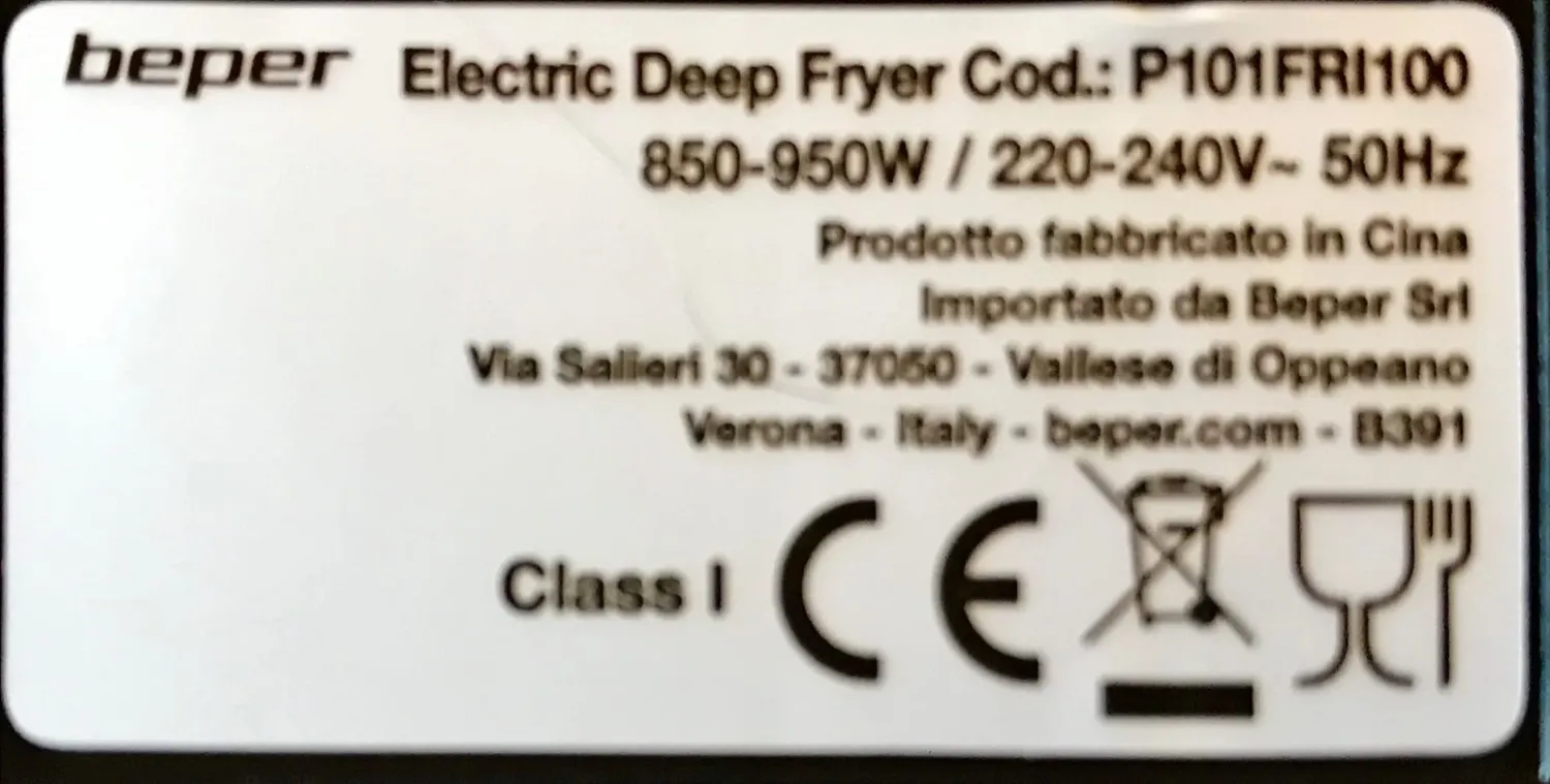 Beper P101FRI100 Friggitrice 1 L 950W con Oblò Nera