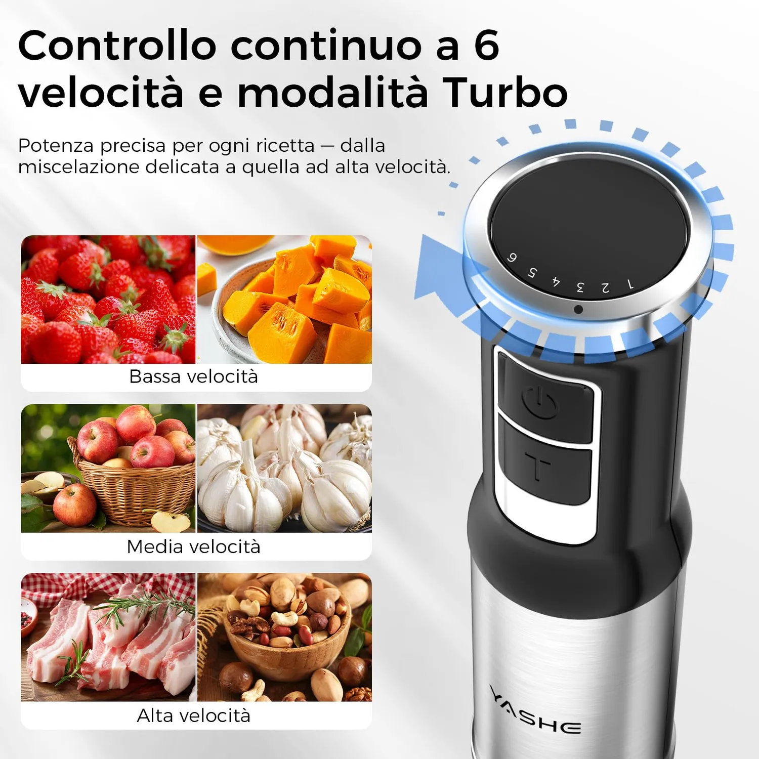 Yashe 1000W frullatore a immersione 5 in 1 con turbo