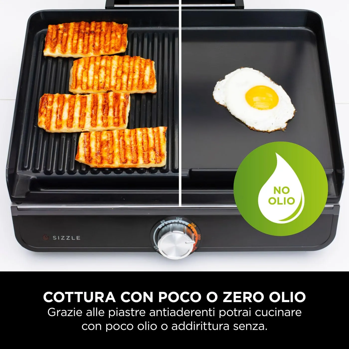 Ninja Sizzle Griglia Elettrica Interno con Piastra Nero 260°C
