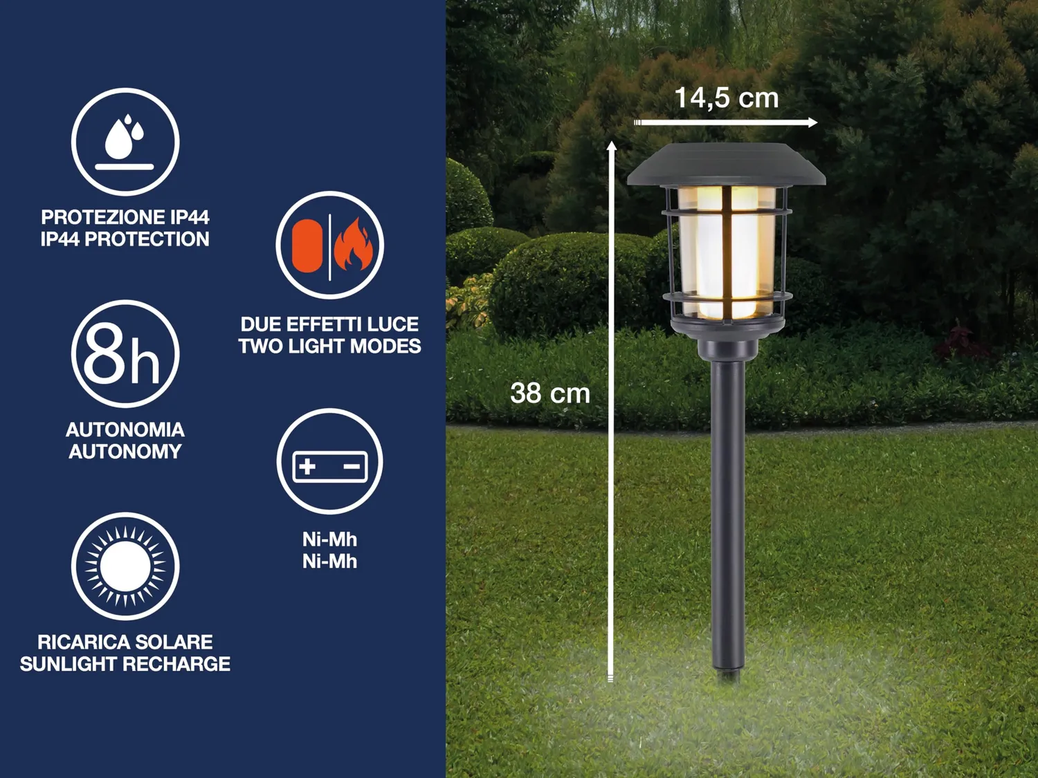 Beper P207ILO100 Lampada Solare Effetto Fiamma 43 cm IP44 Picchetto
