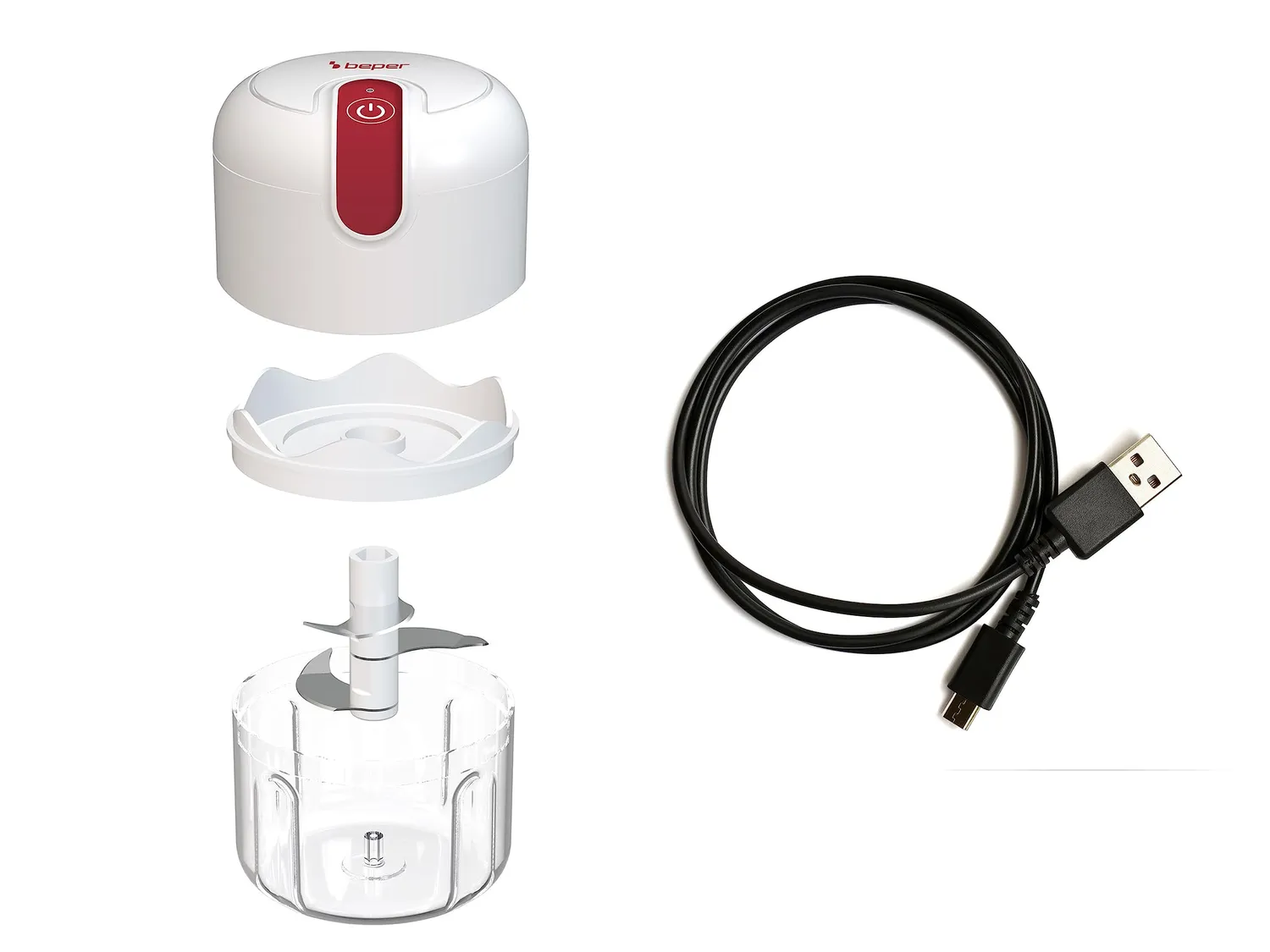 Beper P102ROB050 tritatutto ricaricabile USB 250 ml rosso