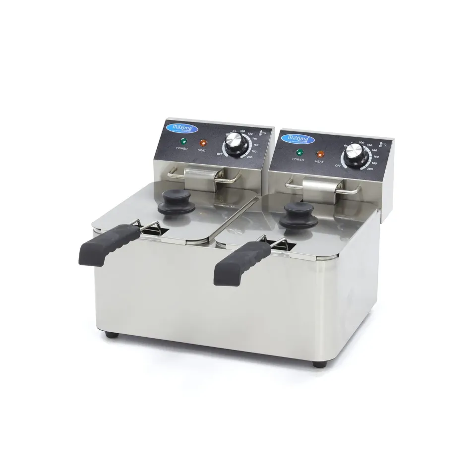 Pizza Maxima Gastro friggitrice doppia 2x4 L 2 cesti termostato