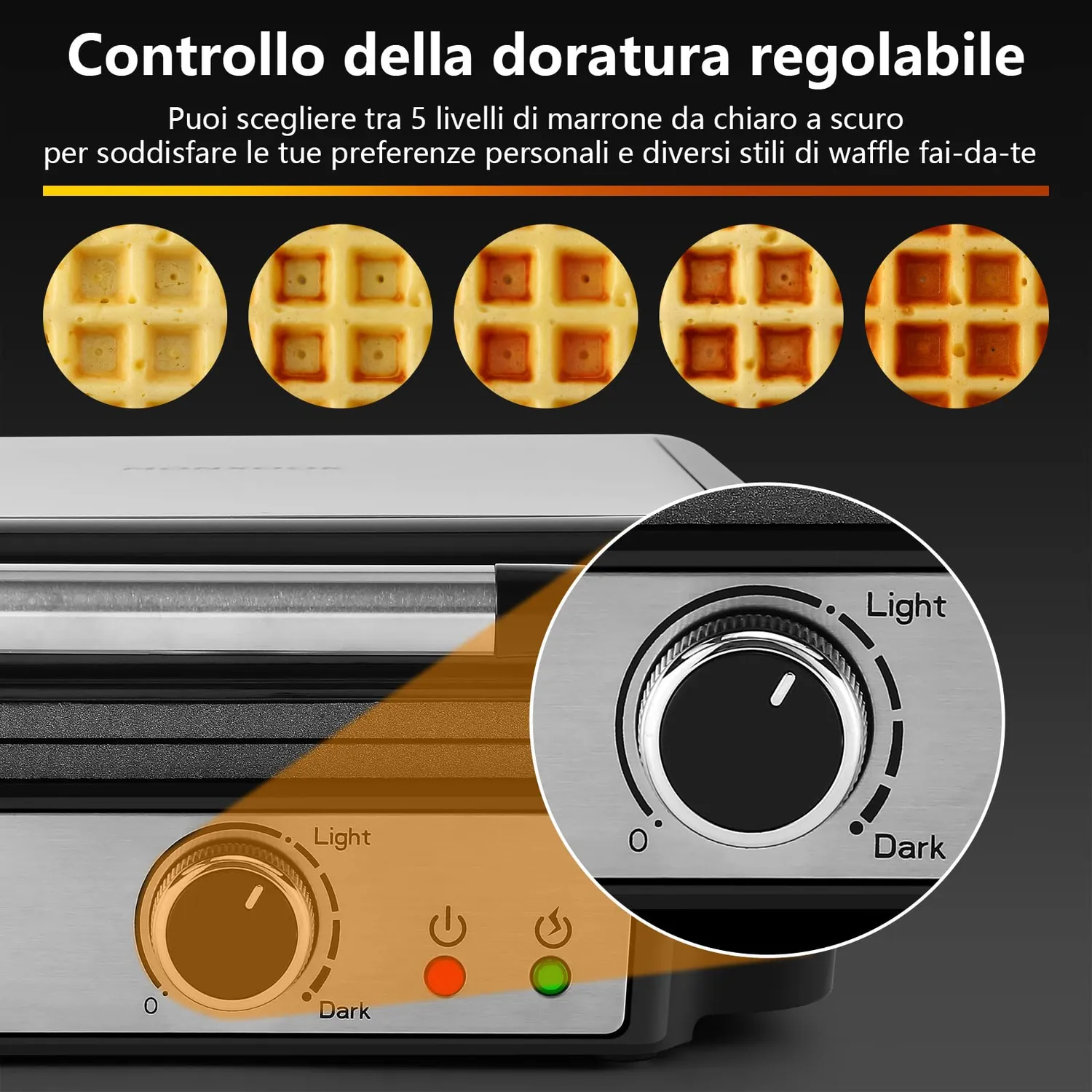 Yashe Piastra Waffle 4 Fette Medium 1200W Antiaderente