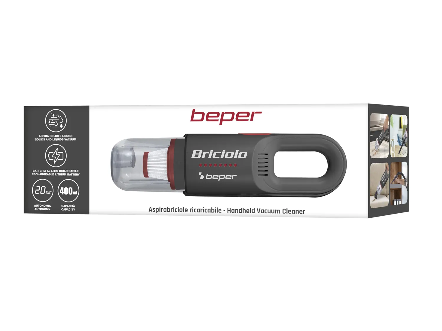 Beper P202ASP401 Aspirabriciole Senza Fili 400 ml Ricaricabile