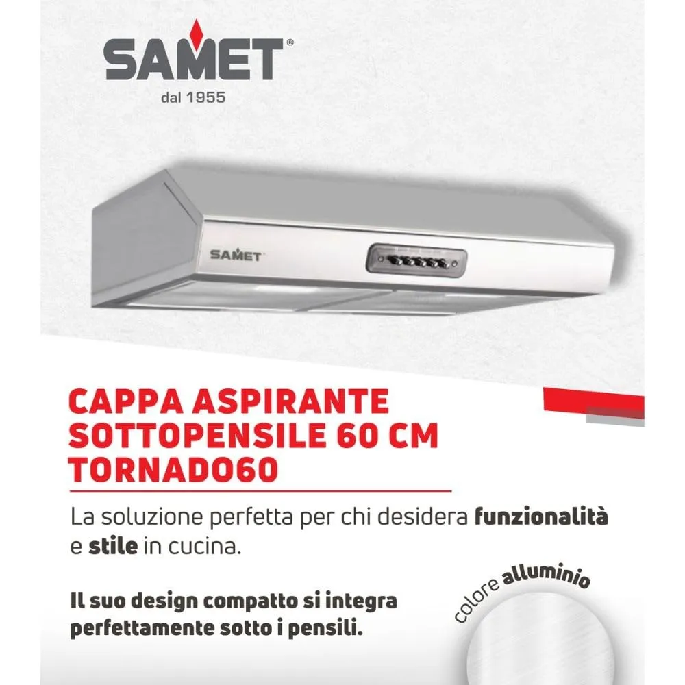 Samet Tornado 60 gruppo cappa sottopensile inox 60cm