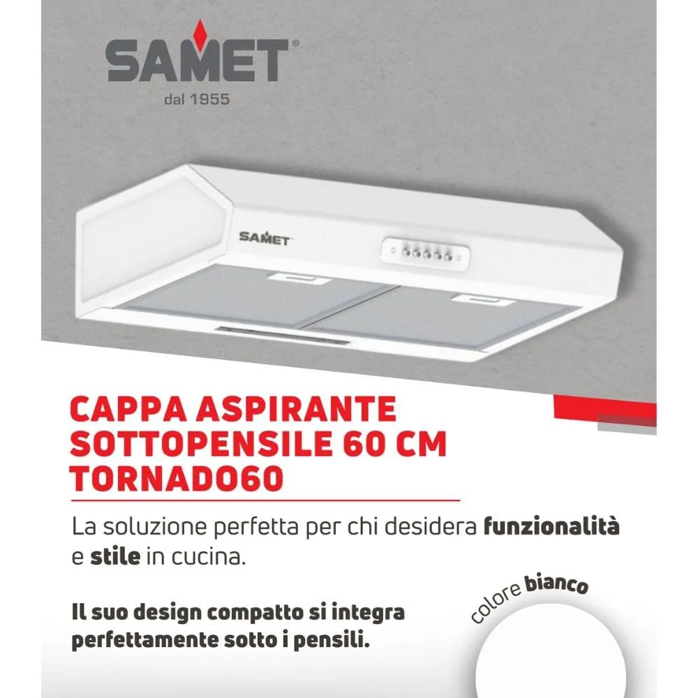Samet Tornado 60 gruppo cappa sottopensile bianco 60cm