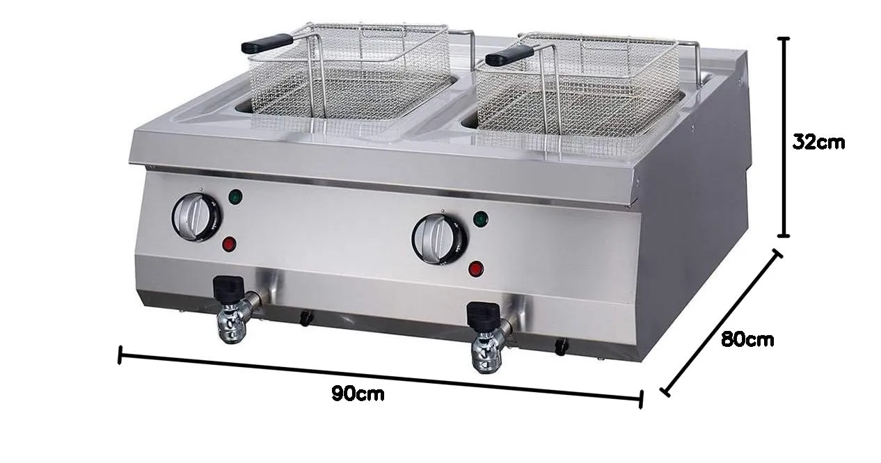 Maxima friggitrice elettrica doppia 2x12L 22kW rubinetto
