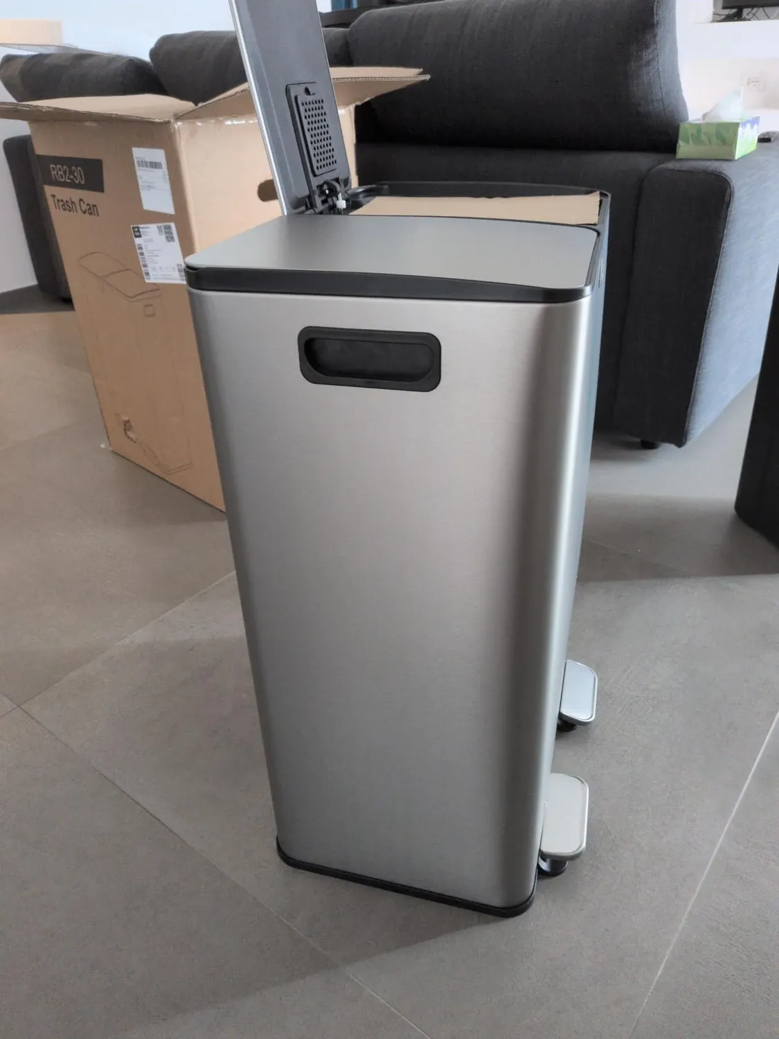 YASHE Pattumiera Doppia 2x20L Pedale Soft-Close Inox