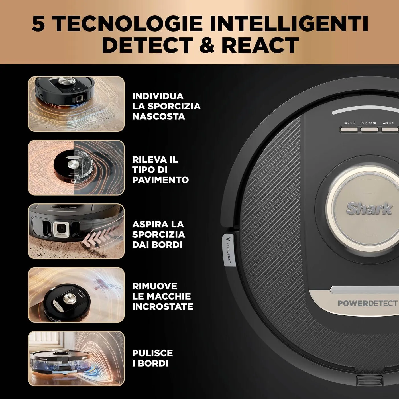 Shark PowerDetect NeverTouch Pro robot aspirapolvere nero 60 giorni