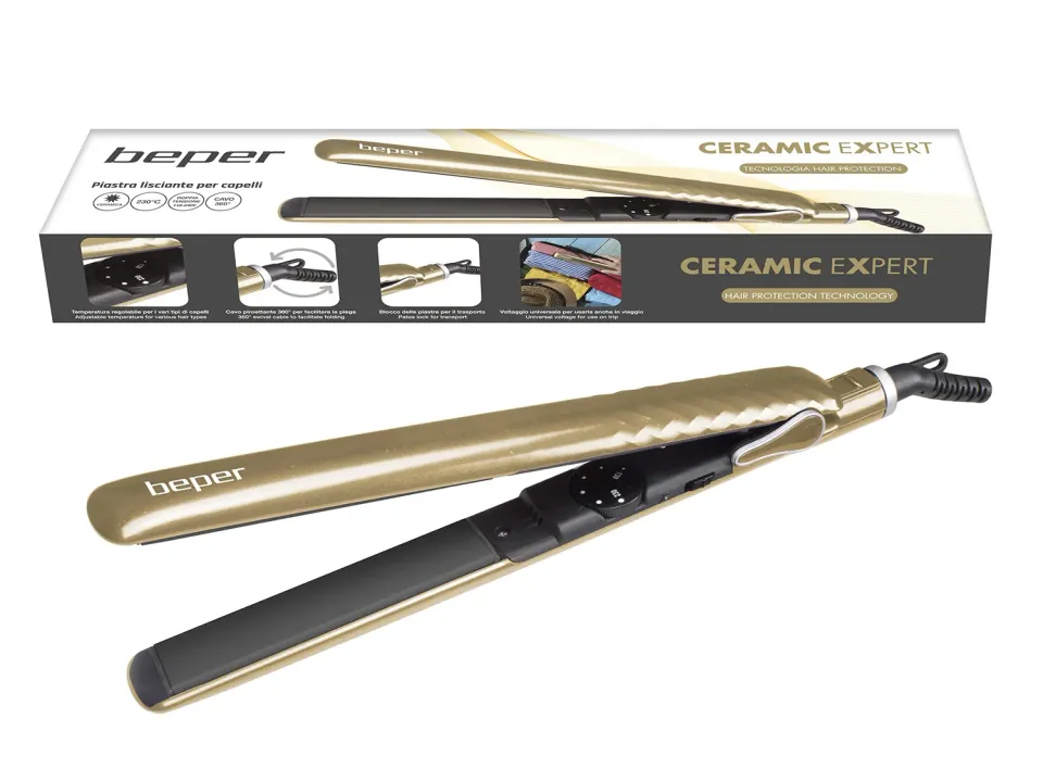 Beper 40.450GO piastra capelli gold ceramica 230°C
