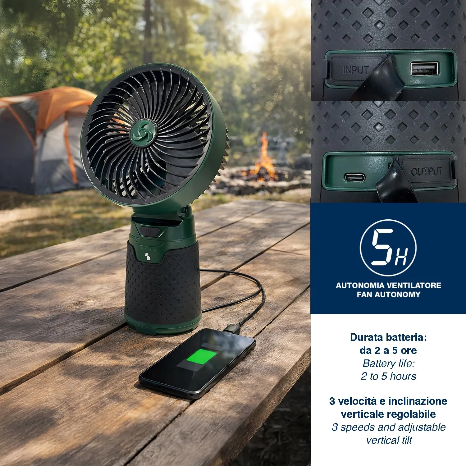 Beper P207ILO900 Set Campeggio 3 in 1 Ricaricabile