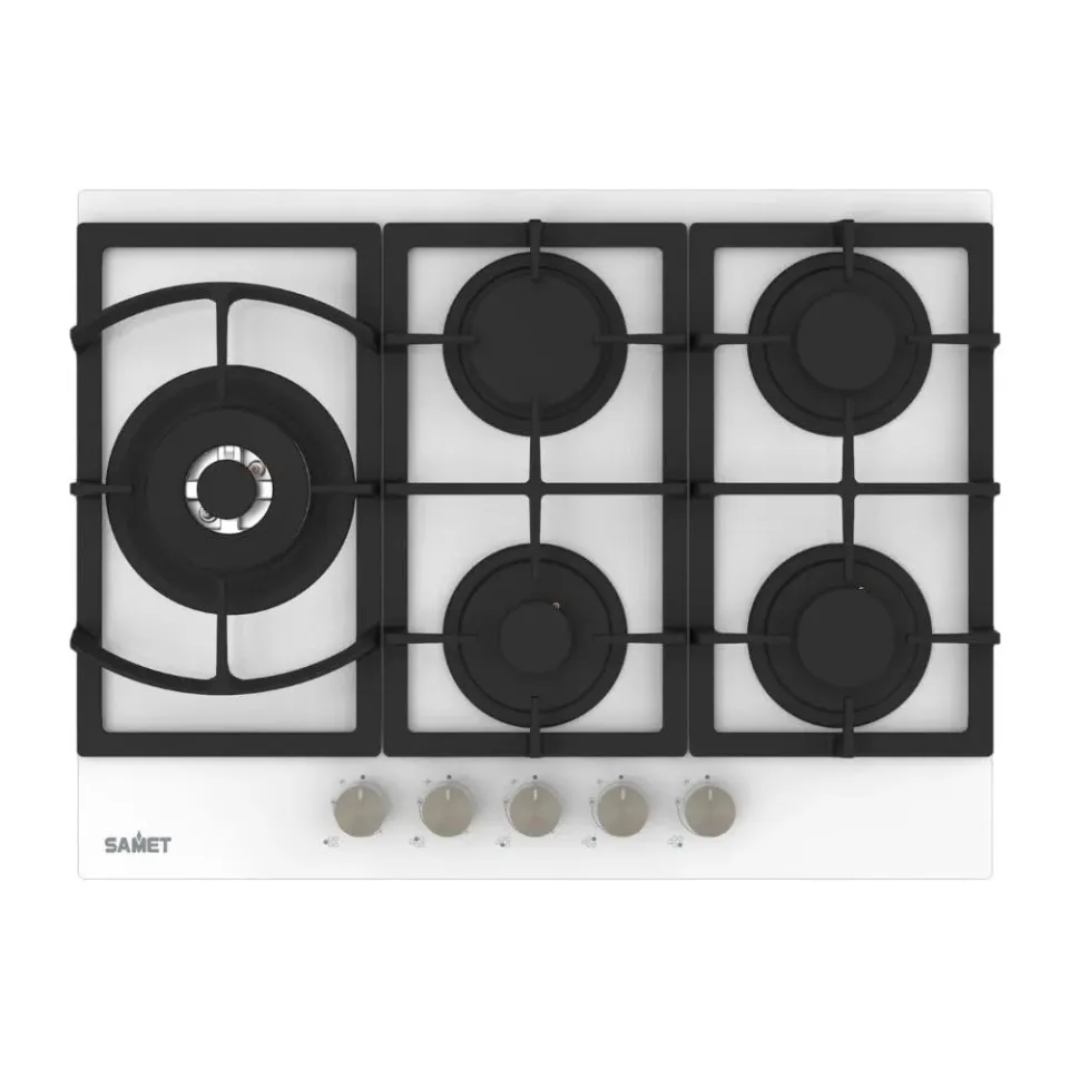 Samet Dafne70 piano cottura gas 5 fuochi vetro bianco