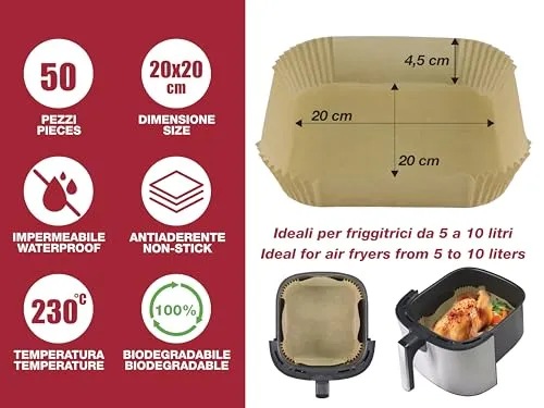 Beper C103ACC004 vassoi carta forno 20 cm 50 pezzi friggitrice