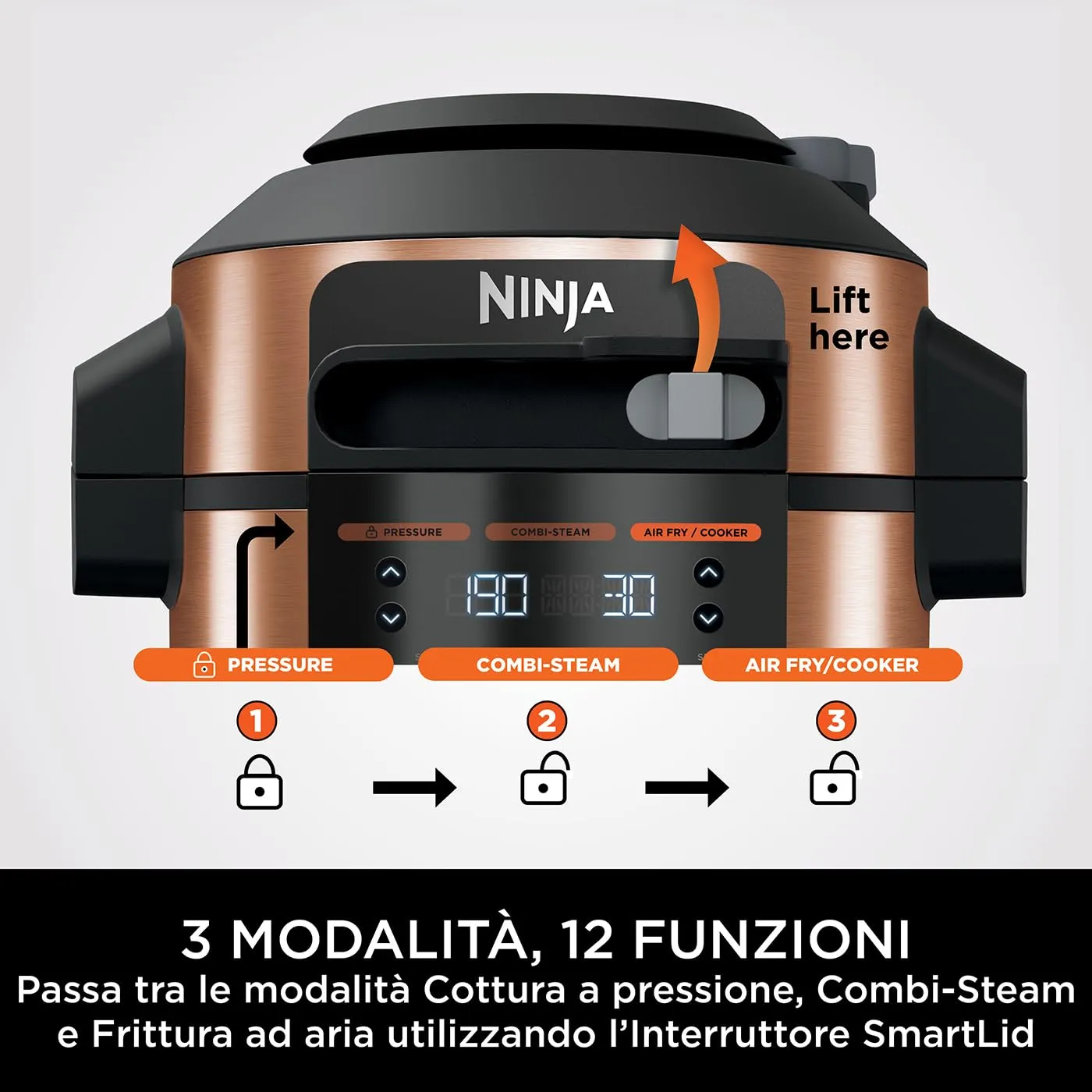 Ninja Foodi MAX OL650EUCP Multicooker 7,5L 12 Funzioni Rame
