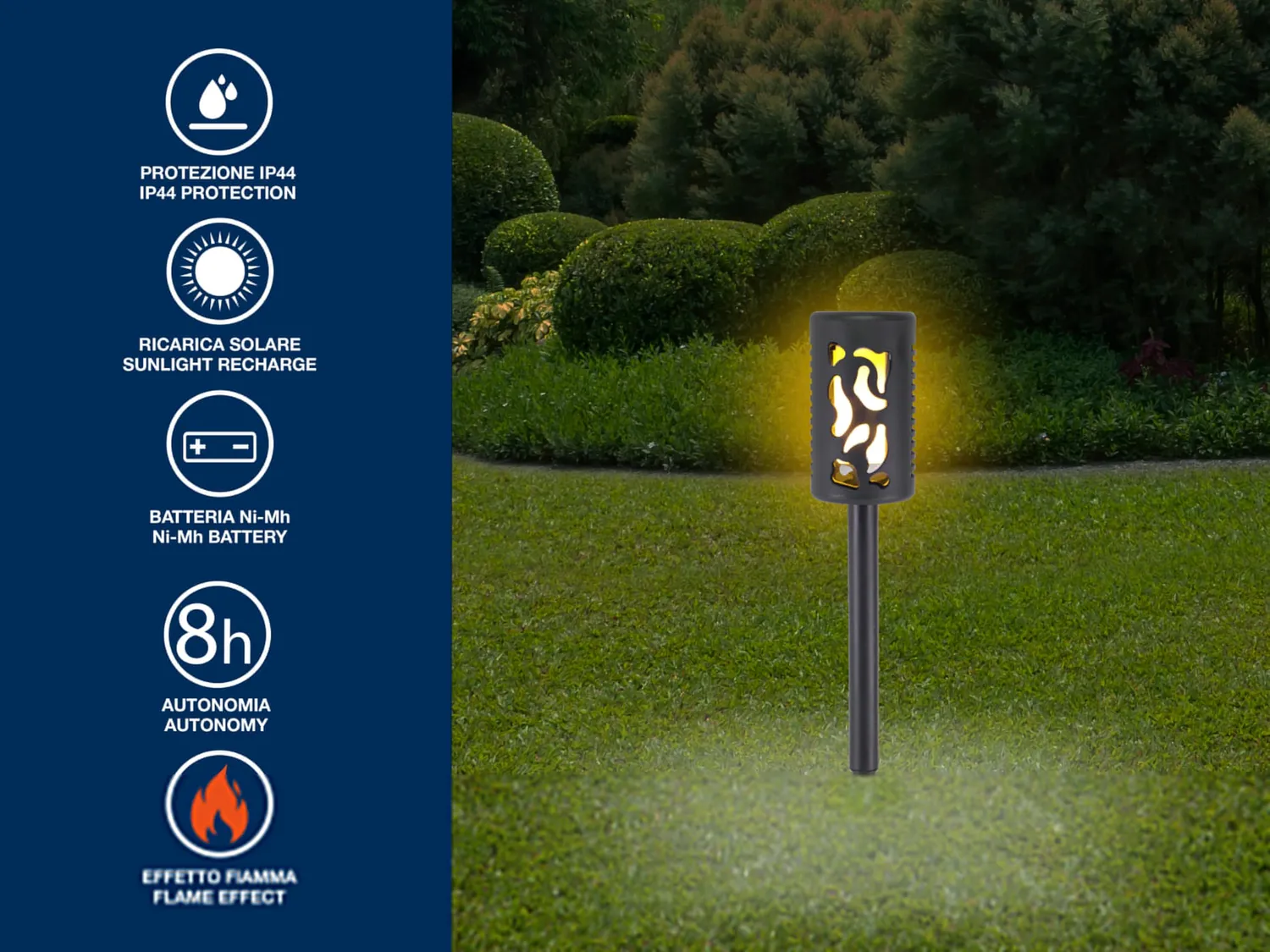 Beper P207ILO101 Luce Solare Effetto Fiamma 12 LED IP44