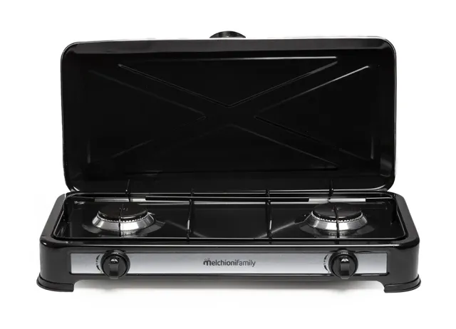 Melchioni Family Minerva2 fornello gas 2 fuochi nero GPL esterno