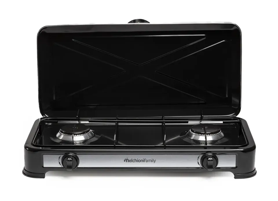 Melchioni Family Minerva2 fornello gas 2 fuochi nero GPL esterno