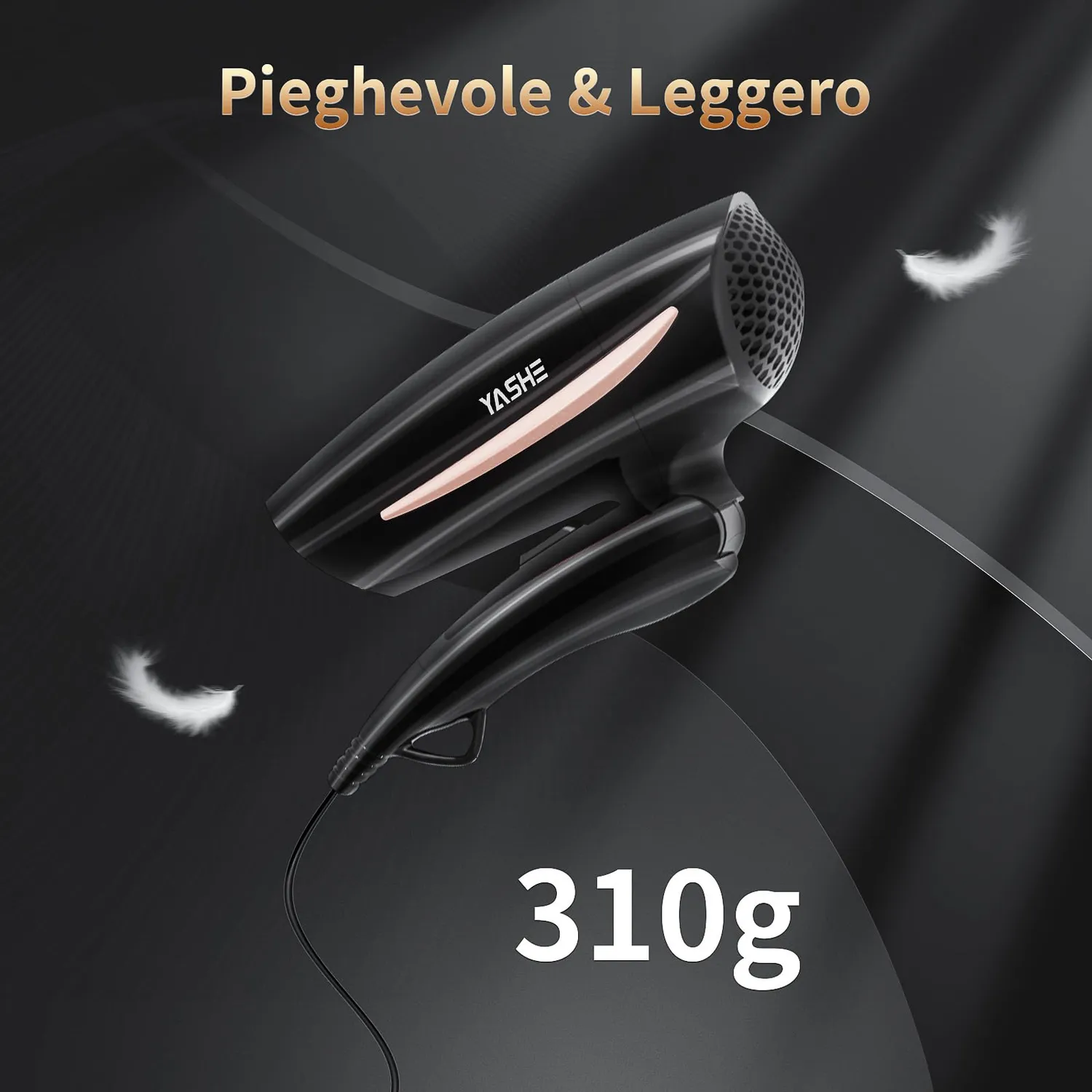YASHE Asciugacapelli Pieghevole 1200W Leggero 310 g