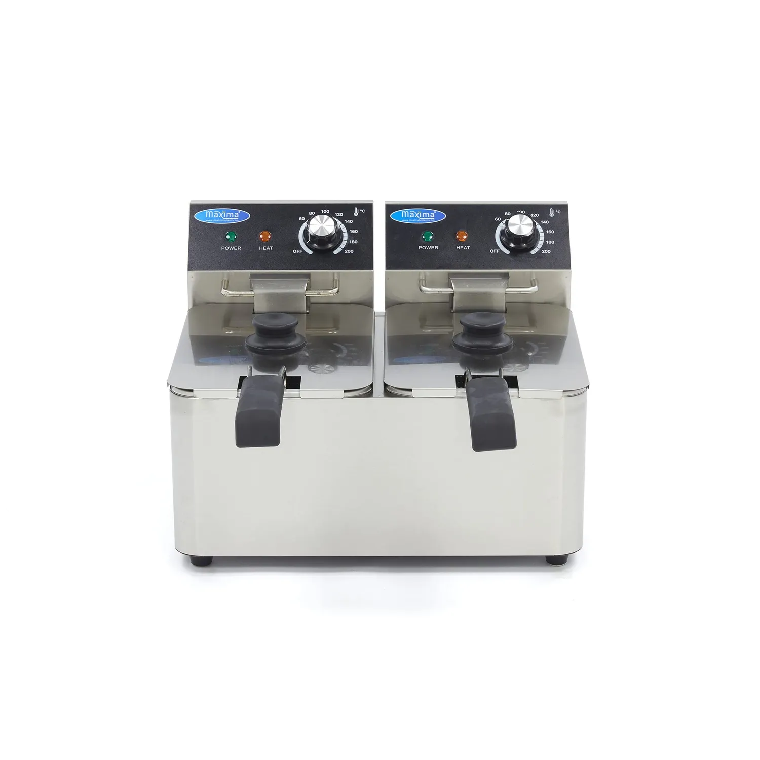 Pizza Maxima Gastro friggitrice doppia 2x4 L 2 cesti termostato