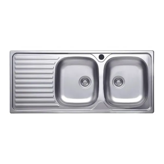 Samet Lavello Incasso 2 Vasche Acciaio 116x50 Gocciolatoio Sx