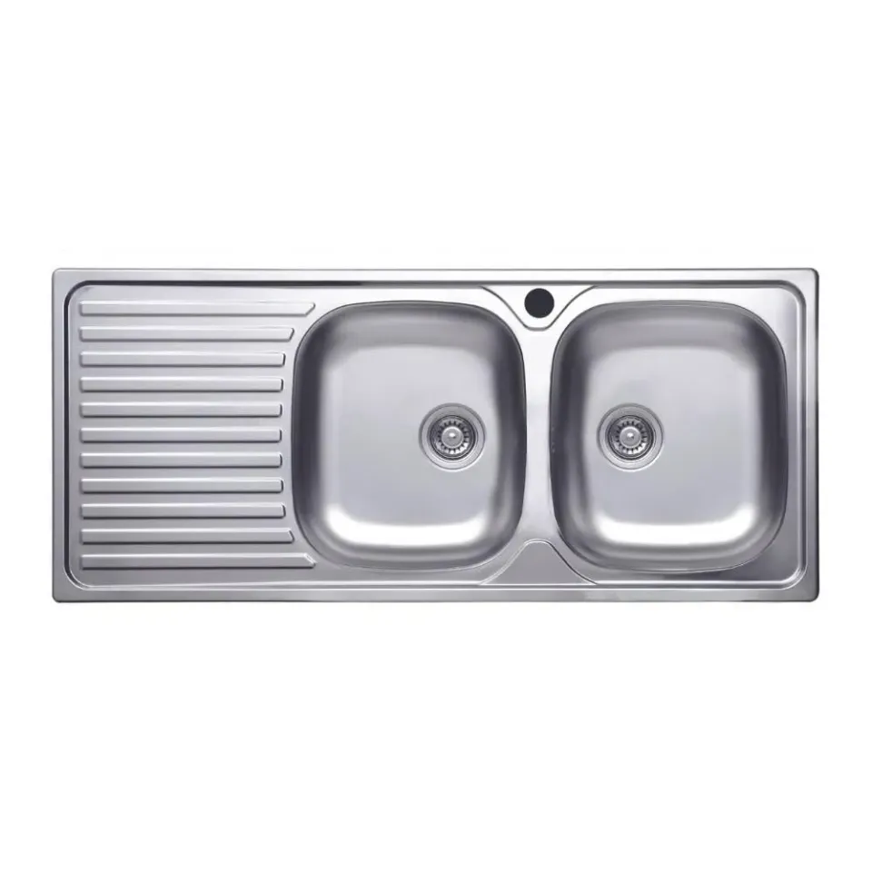 Samet Lavello Incasso 2 Vasche Acciaio 116x50 Gocciolatoio Sx