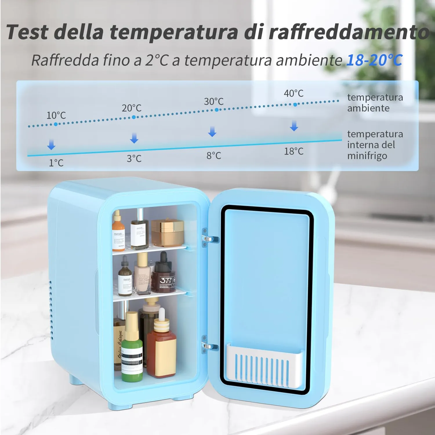YASHE Mini Frigo 6 Litri Blu 8 Lattine