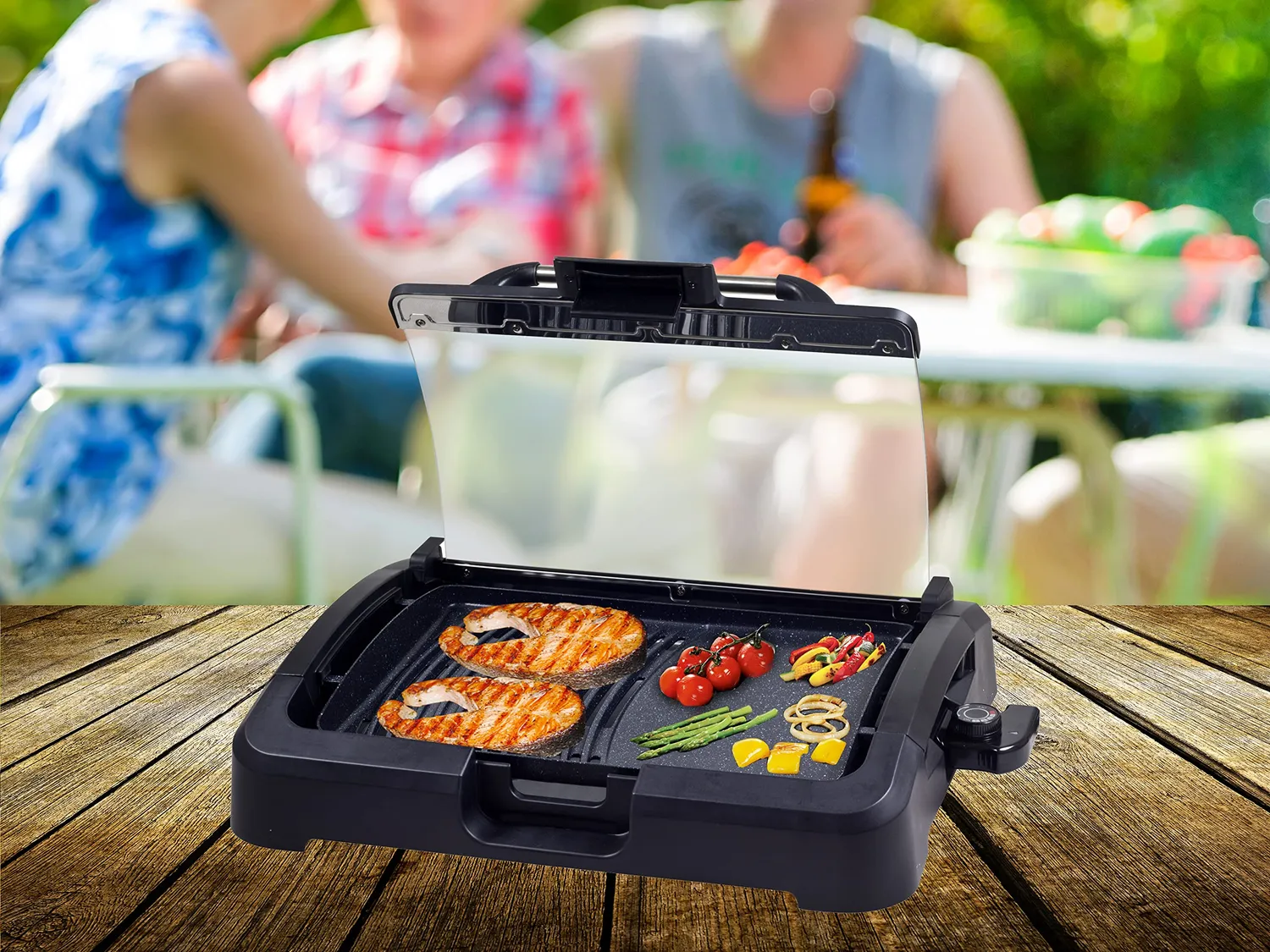 Beper 90.871 Barbecue Elettrico 2200 W con Coperchio