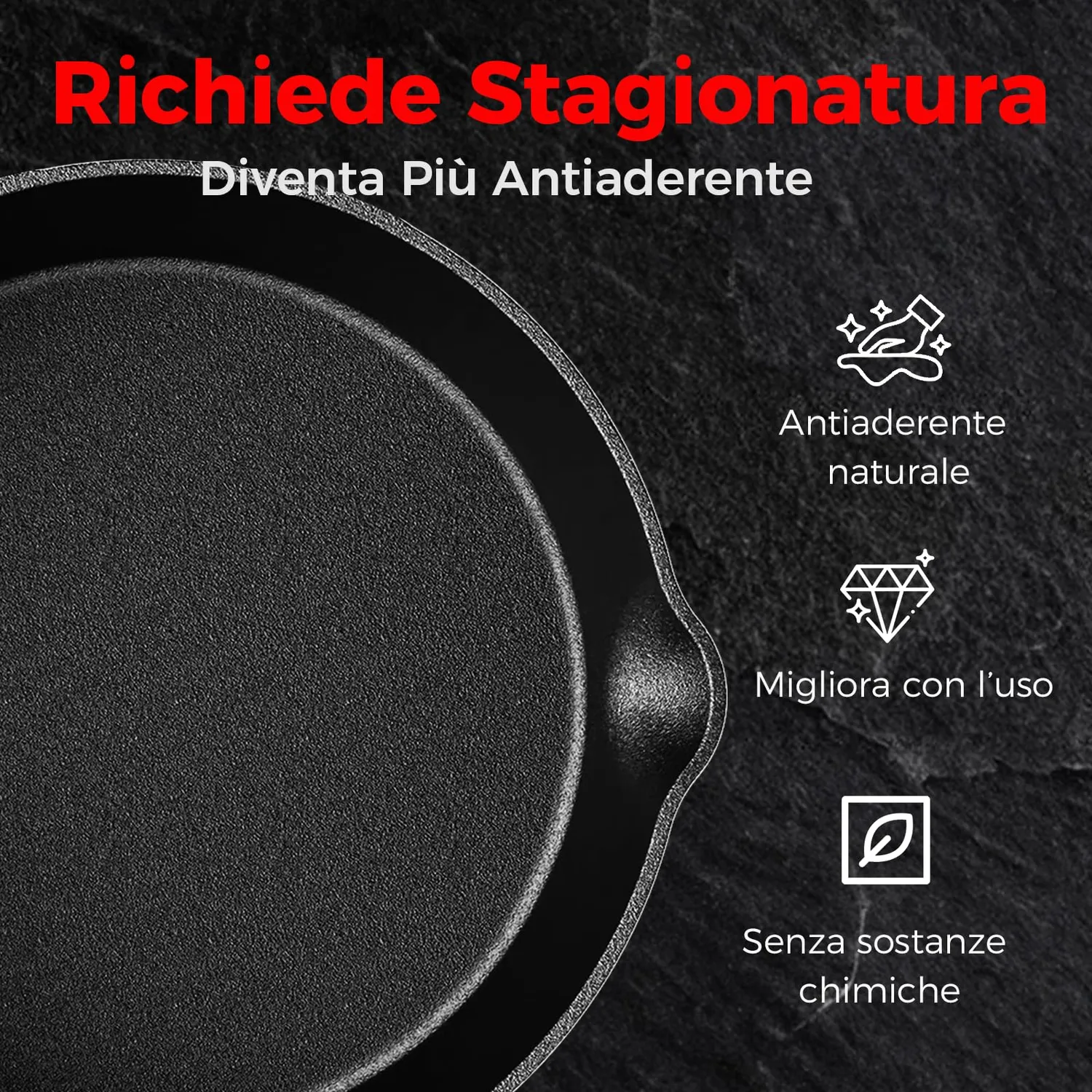 YASHE Padella in Ghisa 20cm con Manico per Forno e Induzione