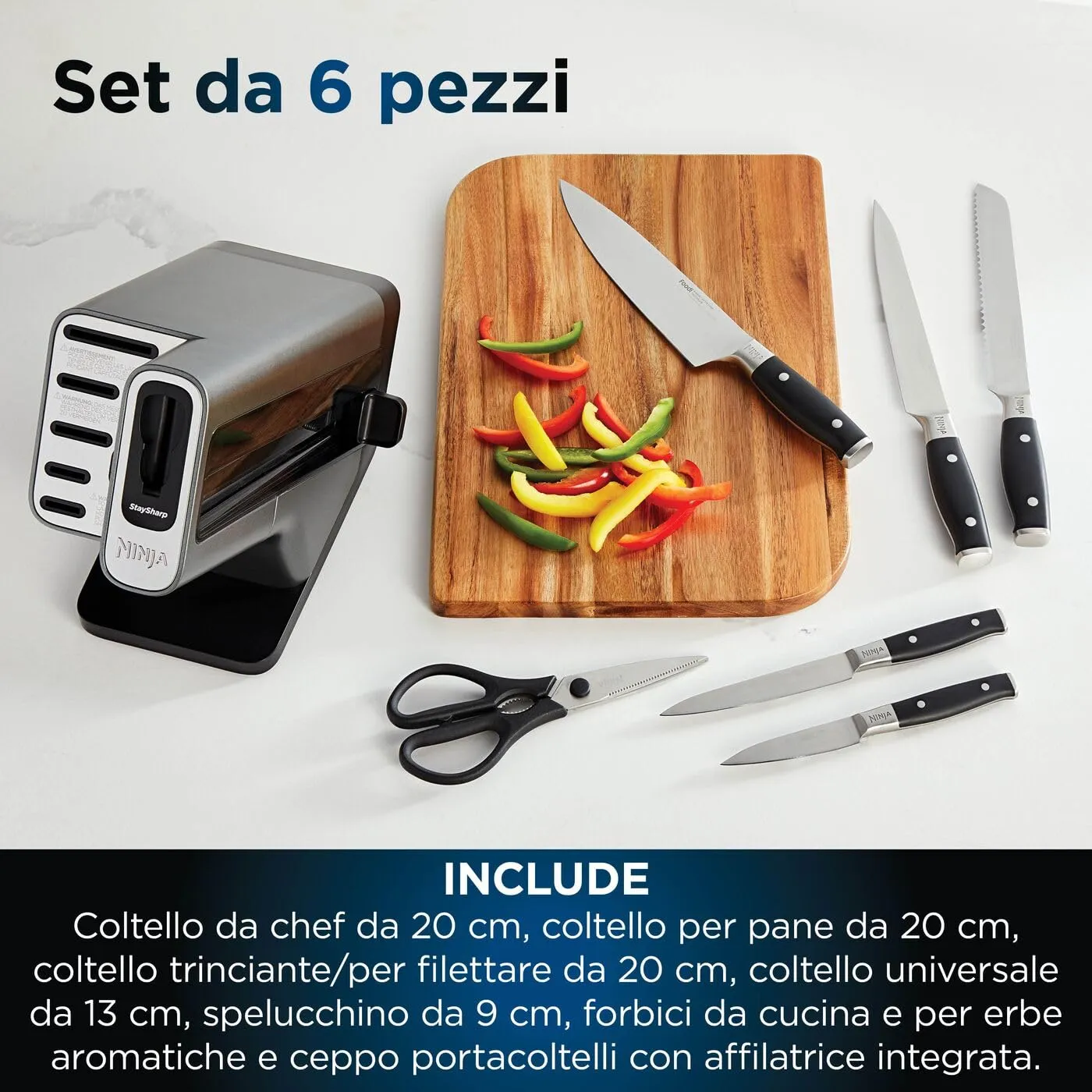 Ninja StaySharp set coltelli 6 pezzi nero inox
