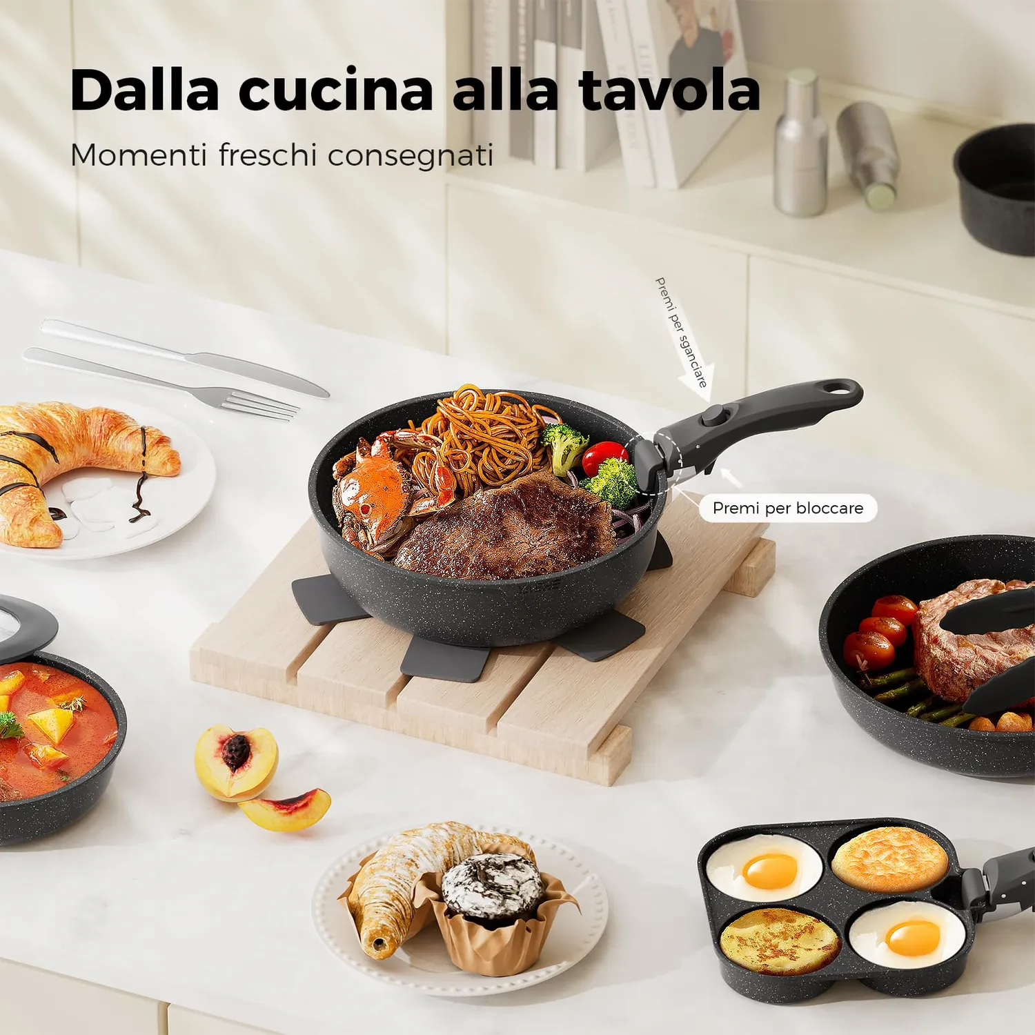 YASHE set pentole induzione 20 pezzi con padella uova