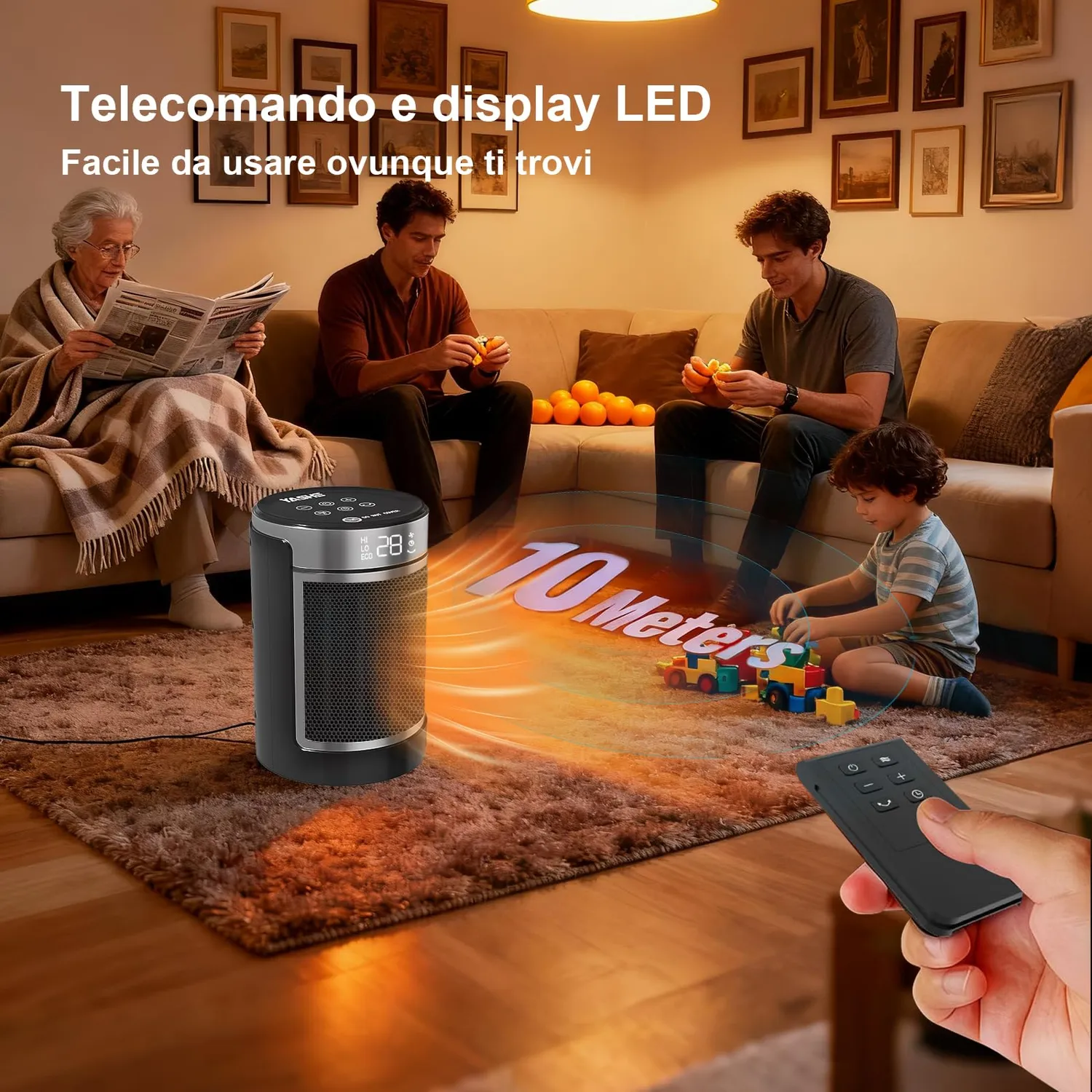 Yashe stufetta elettrica 1500W silenziosa con telecomando