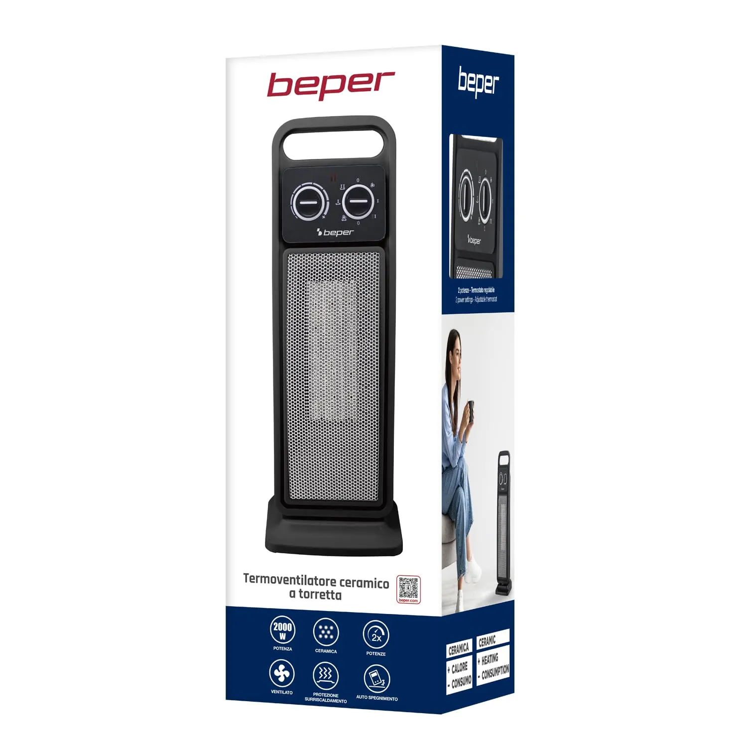 Beper P203TER002 Termoventilatore Ceramico Torretta 2000W
