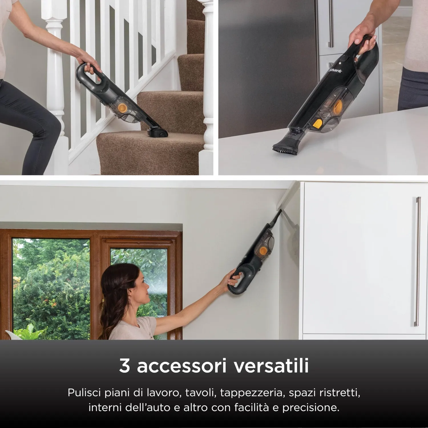 Shark Aspirabriciole senza filo portatile con pet tool nero