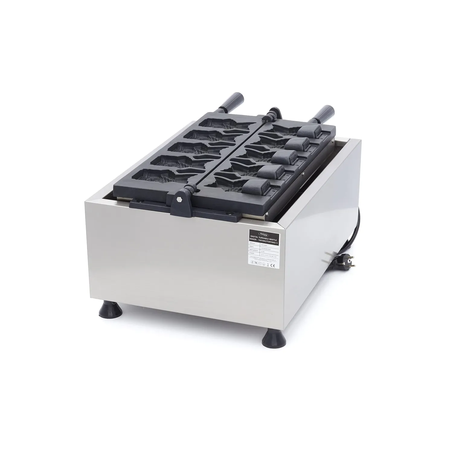 Maxima Taiyaki Pesce 5 Pezzi Piastra Waffle Digitale Girevole