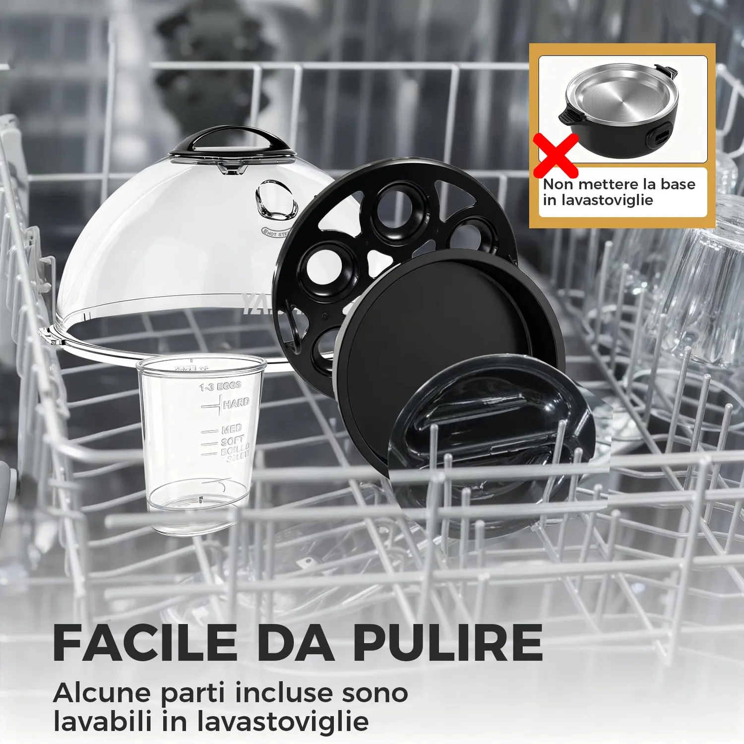 YASHE Cuociuova Elettrico 7 Uova Nero Automatico
