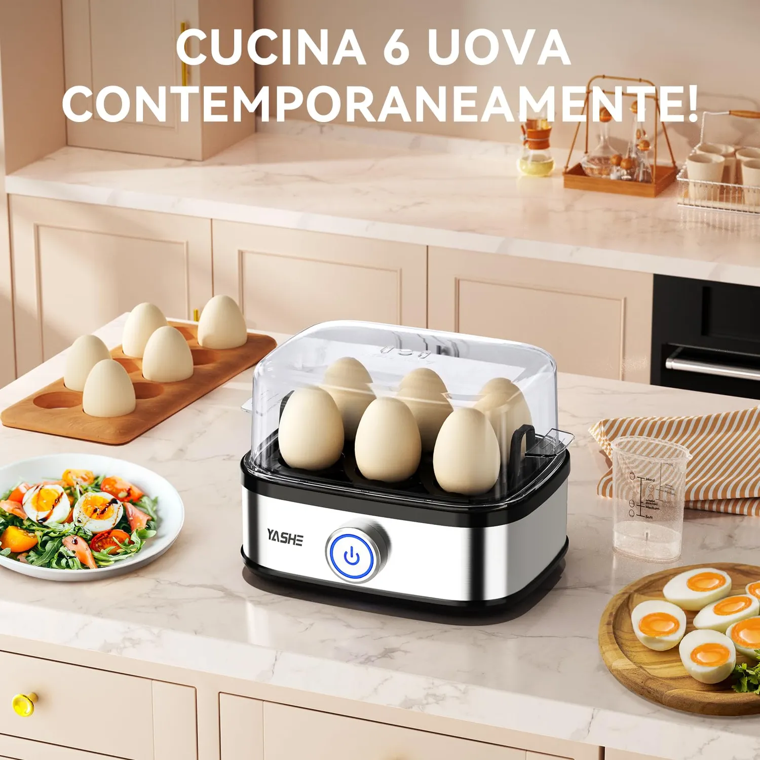 Yashe Cuociuova Elettrico 6 Uova 400W con Accessori