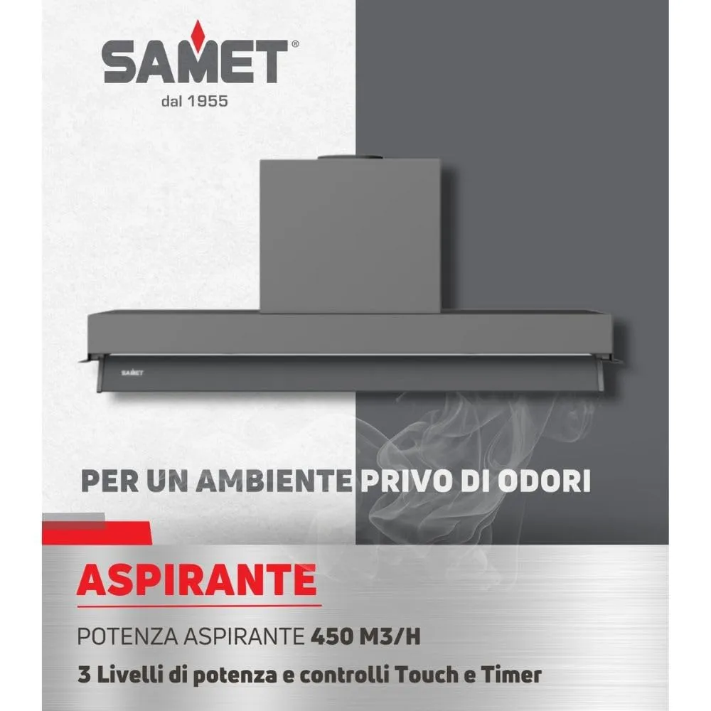 Samet Kripto90 gruppo cappa sottopensile inox 90 cm aspirante