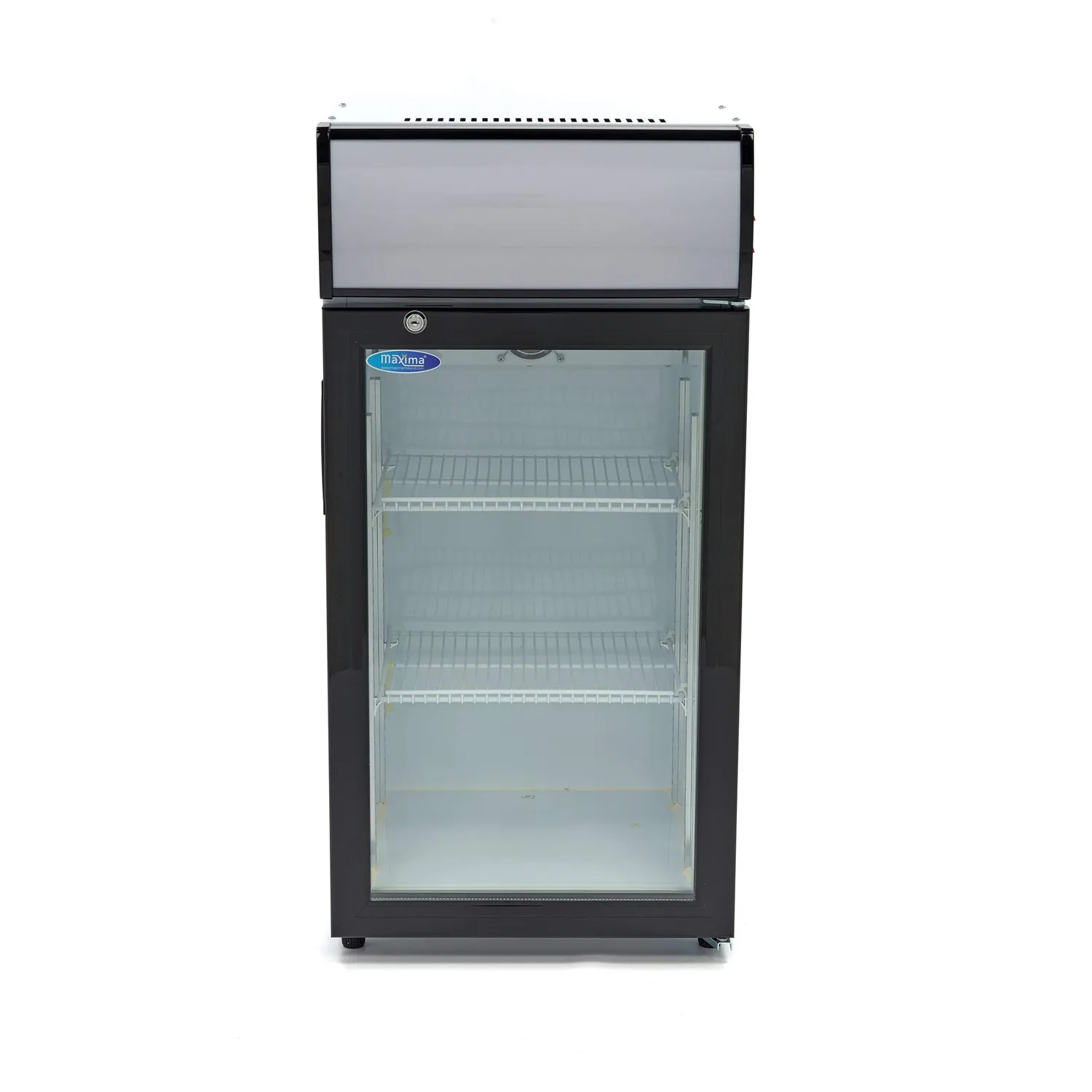 Maxima Frigorifero Vetrina 80 Litri Banco Bianco Inox