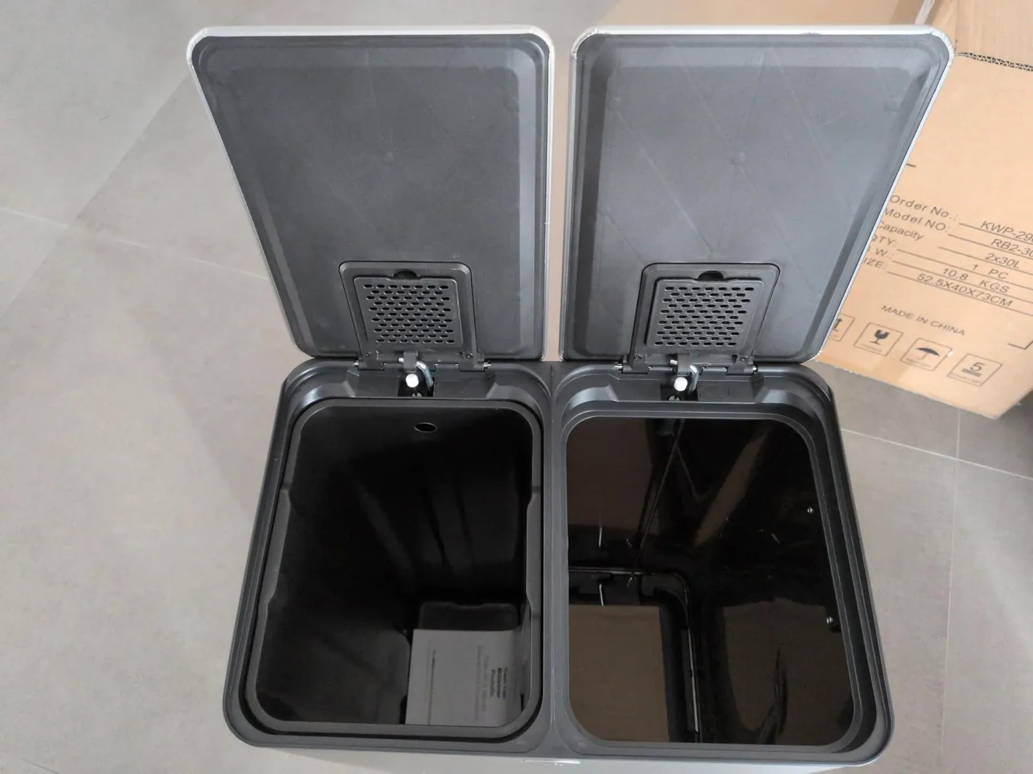 YASHE Pattumiera Doppia 2x20L Pedale Soft-Close Inox