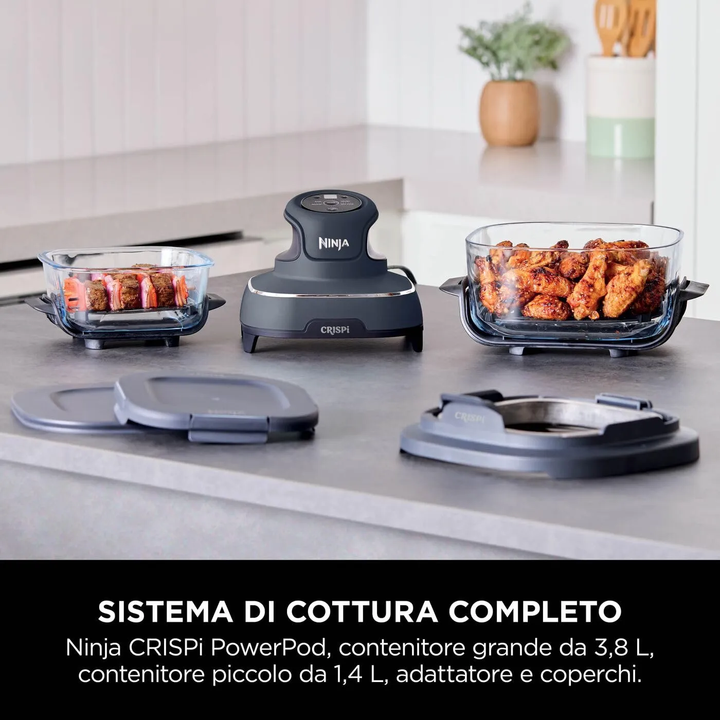 Ninja CRISPi friggitrice ad aria vetro 5,2L blu compatta