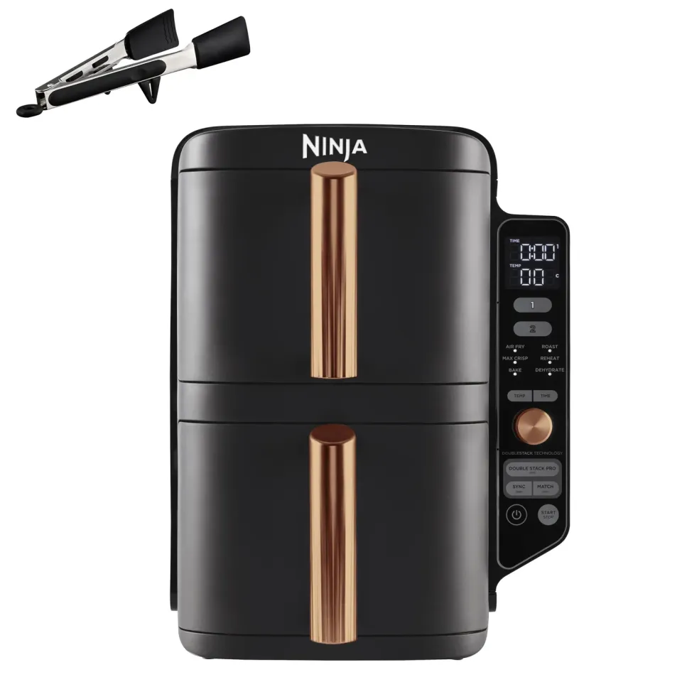 Ninja Double Stack XL Friggitrice Aria 9,5L Nero Rame Pinze