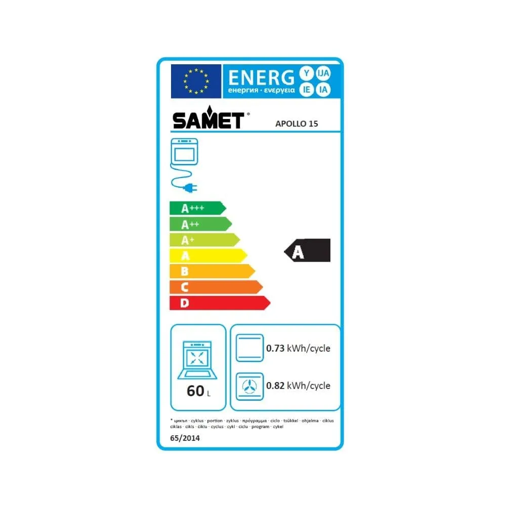 Samet Apollo15 forno incasso 60 L nero 15 funzioni