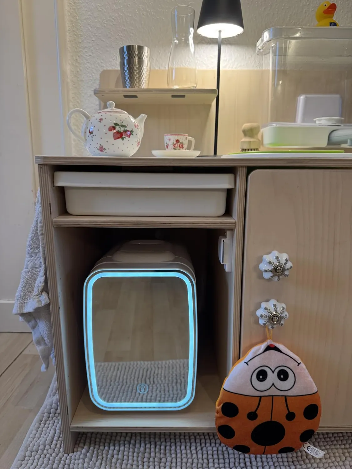 YASHE Mini Frigo 4L Rosa Specchio LED Freddo Caldo