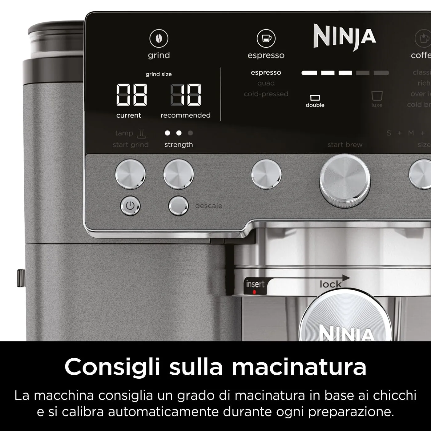 Ninja Luxe Premiere Macchina Caffè Espresso Grigio Metallizzato