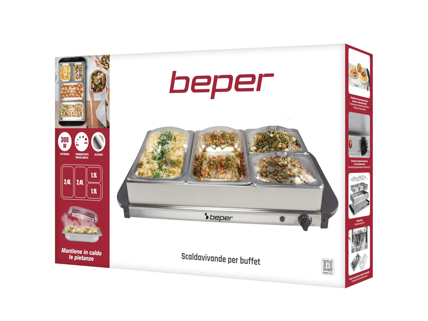 Beper P101TEM002 scaldavivande buffet 4 vassoi