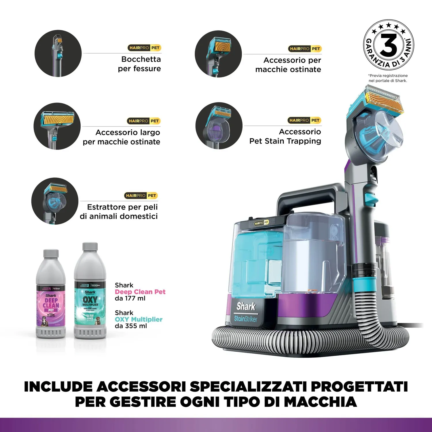 Shark StainStriker HairPro Pet smacchiatore standard