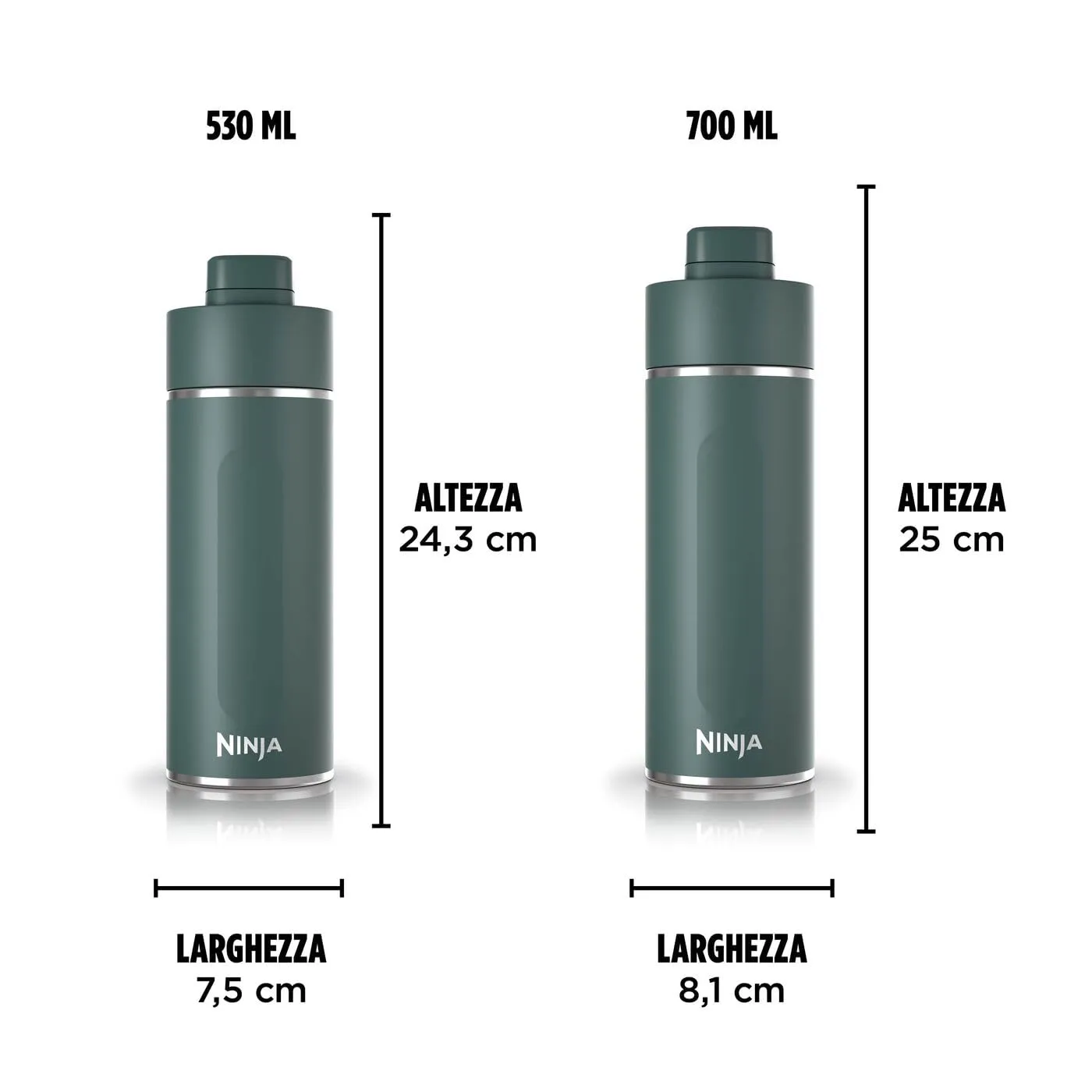 Ninja Thirsti DW1801EUUKEM borraccia termica 530 ml verde scuro gassate