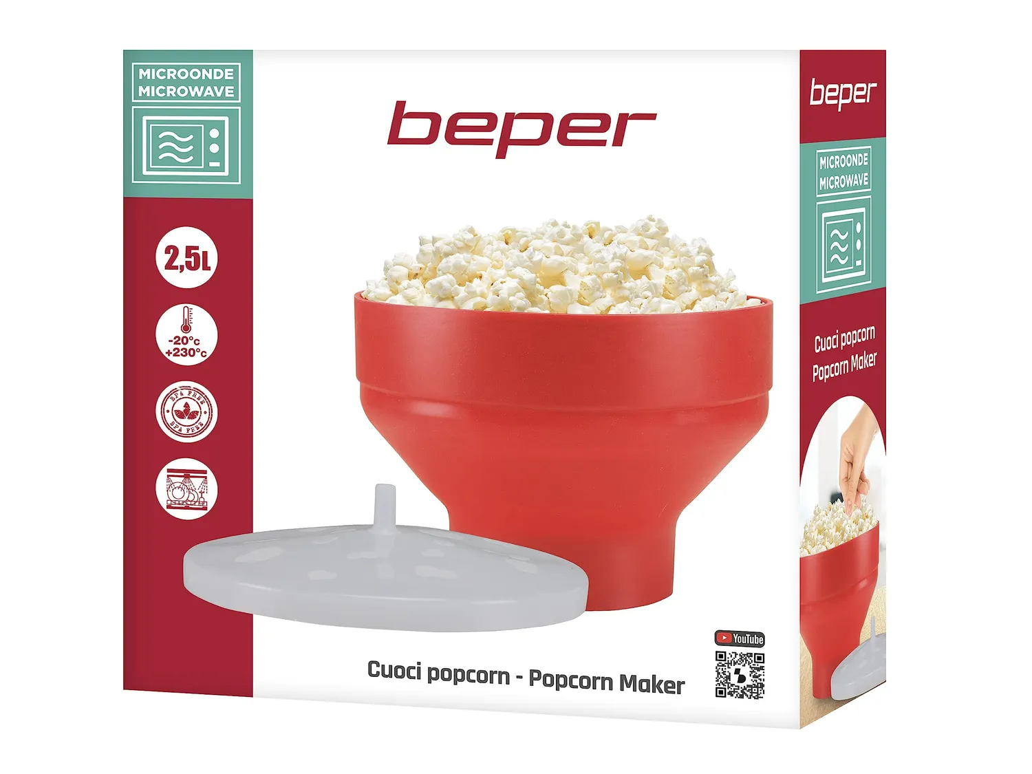 Beper C106CAS002 Cuoci Popcorn Microonde Silicone Pieghevole