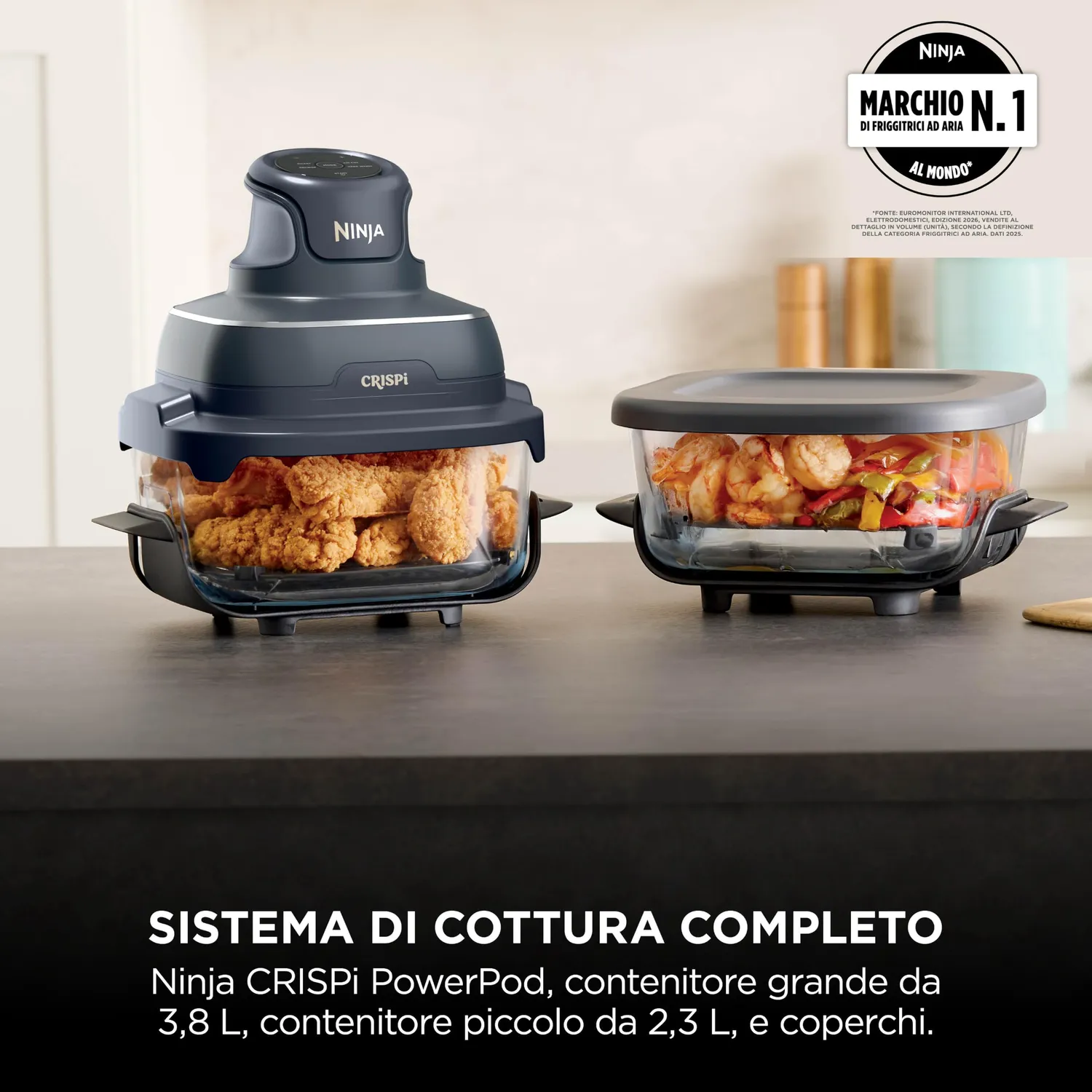 Ninja CRISPi FN201EUBL1 friggitrice ad aria vetro blu 3,8L+2,3L